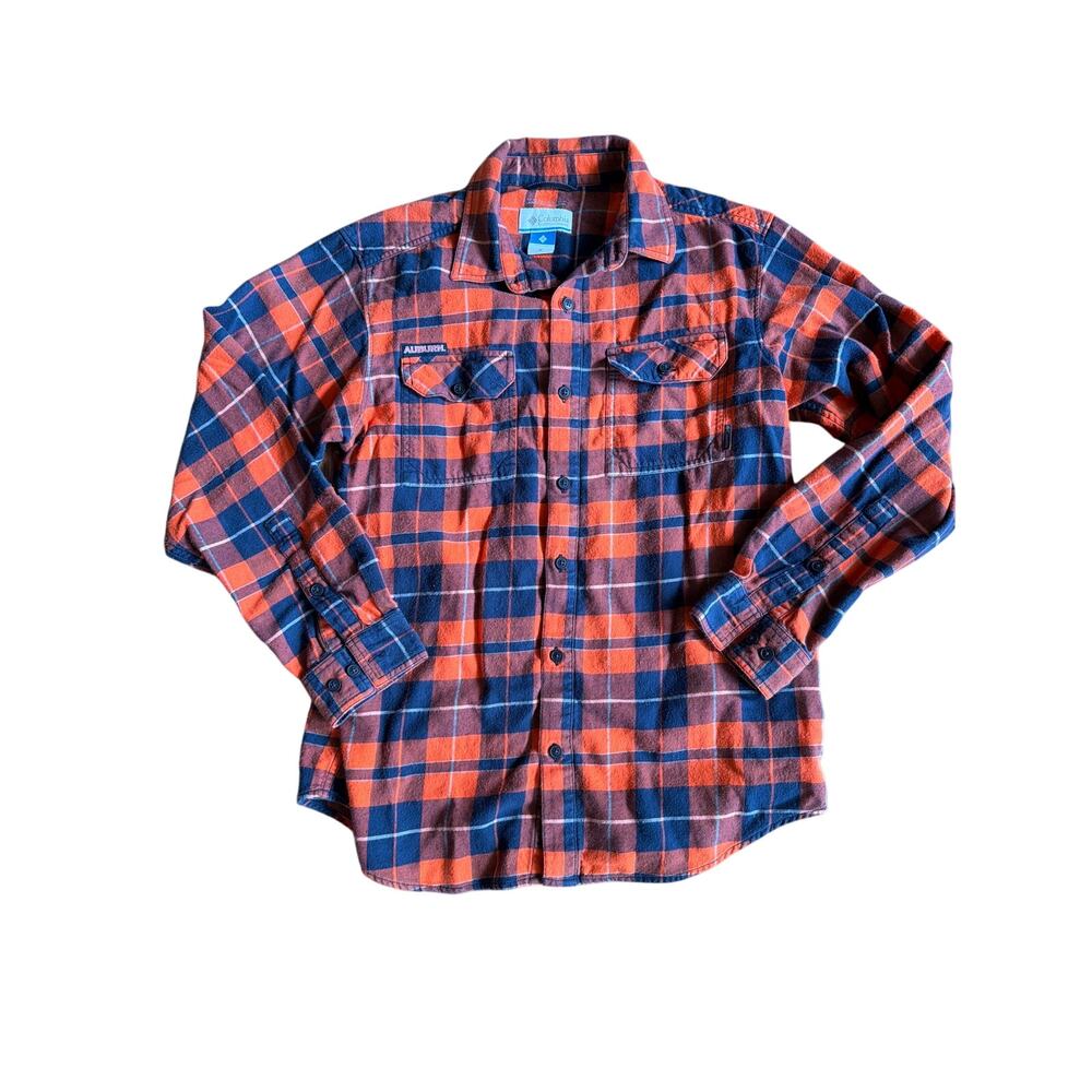 Columbia Auburn Tigers Men's Flare Gun Flannel Shirt Orange Navy Plaid Size M